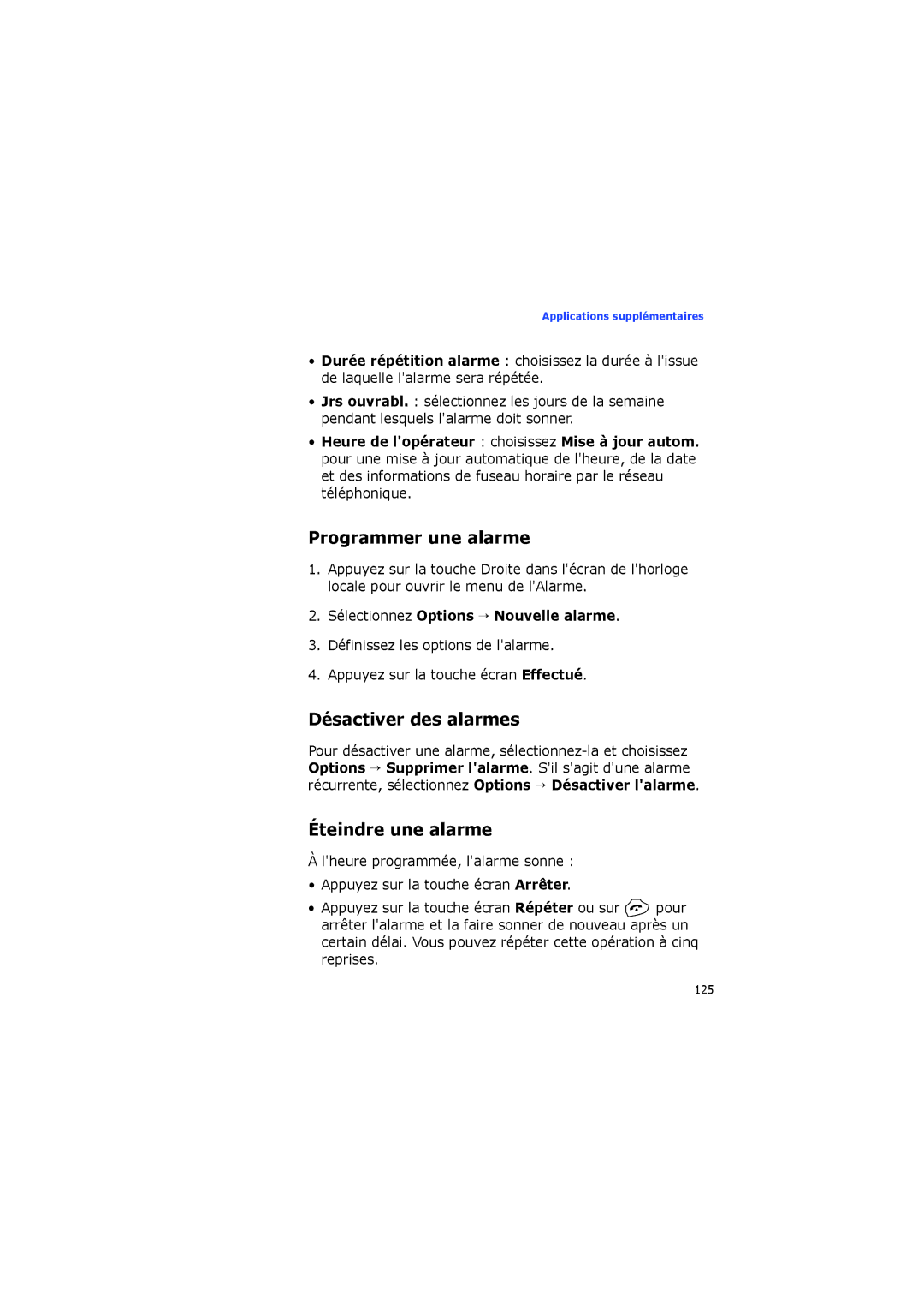 Samsung SGH-I560ZKVSFR manual Programmer une alarme, Désactiver des alarmes, Éteindre une alarme 