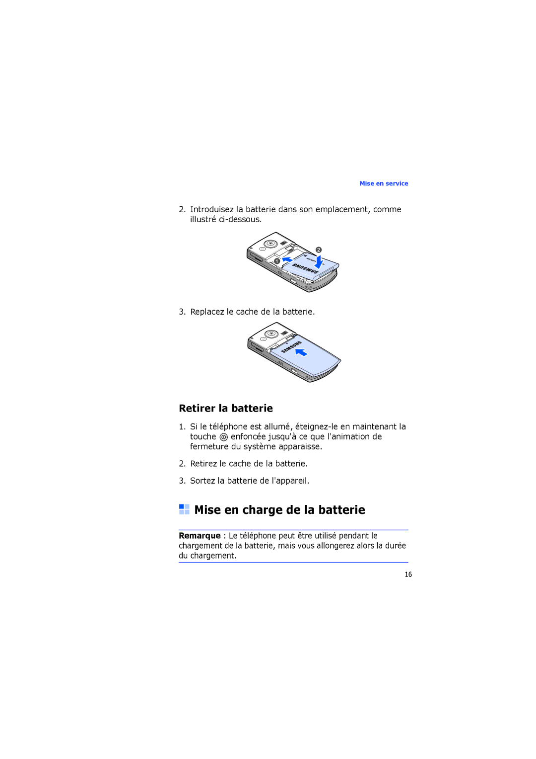 Samsung SGH-I560ZKVSFR manual Mise en charge de la batterie, Retirer la batterie 