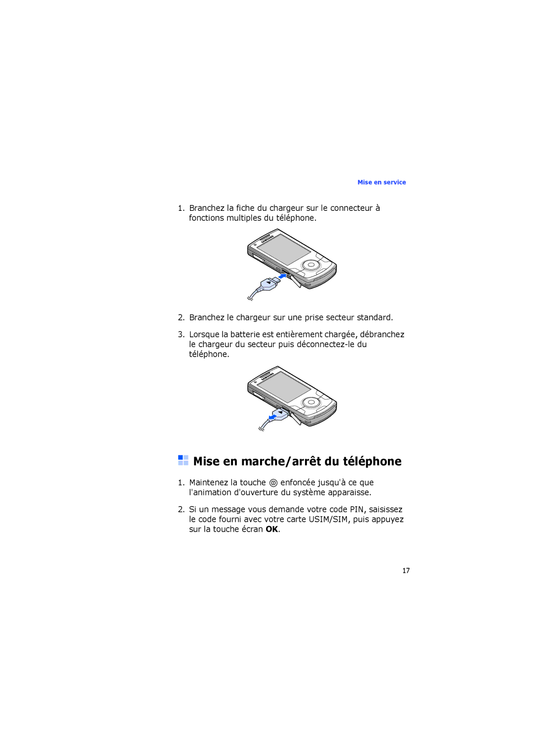 Samsung SGH-I560ZKVSFR manual Mise en marche/arrêt du téléphone 