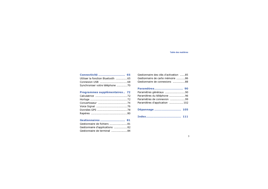 Samsung SGH-I560ZKVSFR manual Gestionnaires, 102 