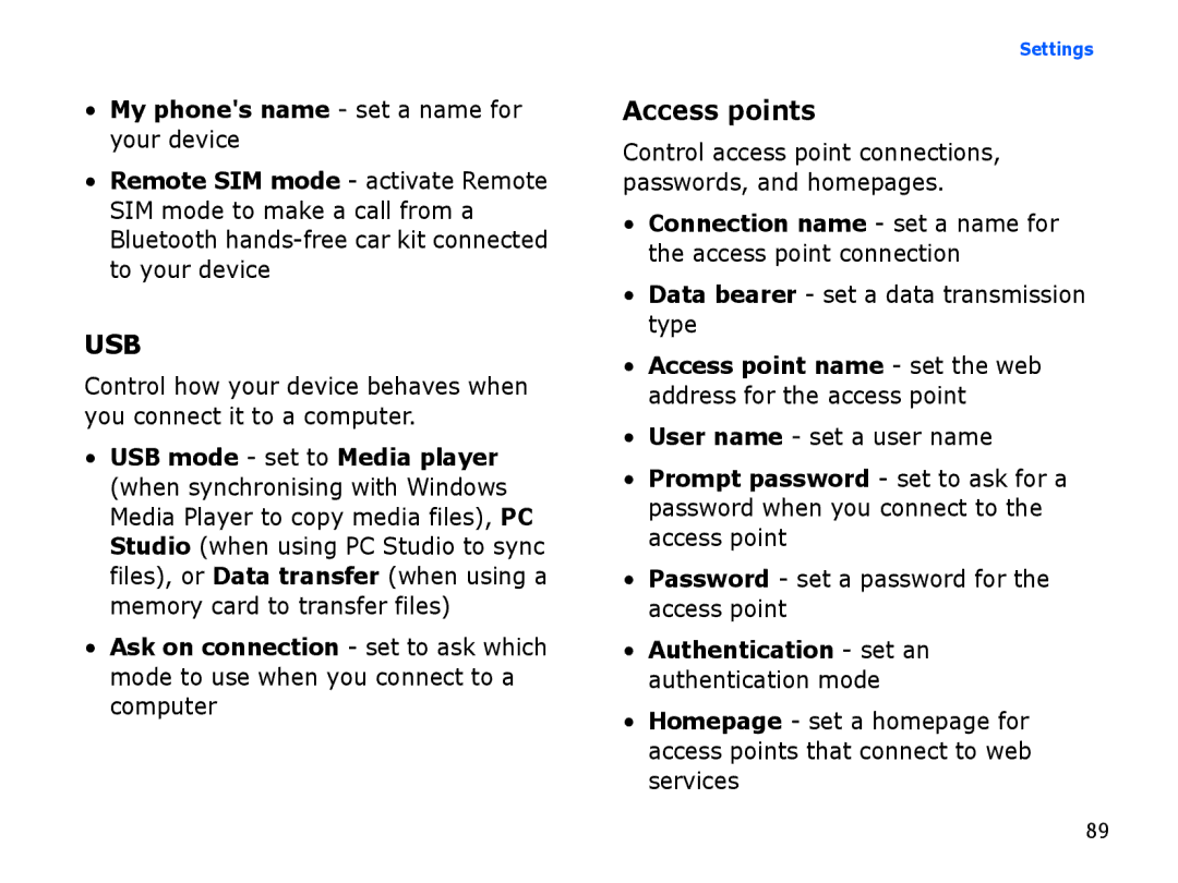 Samsung SGH-I560ZKVVOD, SGH-I560ZKVVD2 manual Access points, Connection name set a name for the access point connection 