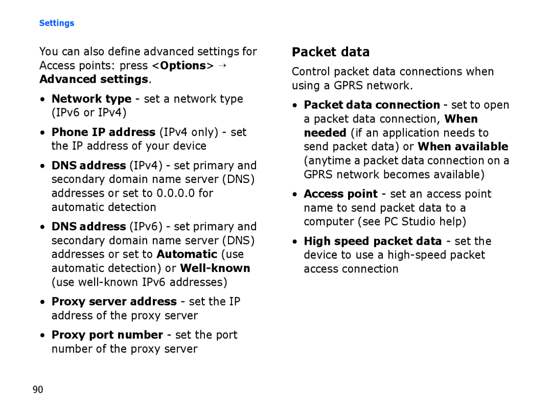 Samsung SGH-I560ZSVOMN, SGH-I560ZKVVD2, SGH-I560ZKVSFR manual Phone IP address IPv4 only set the IP address of your device 