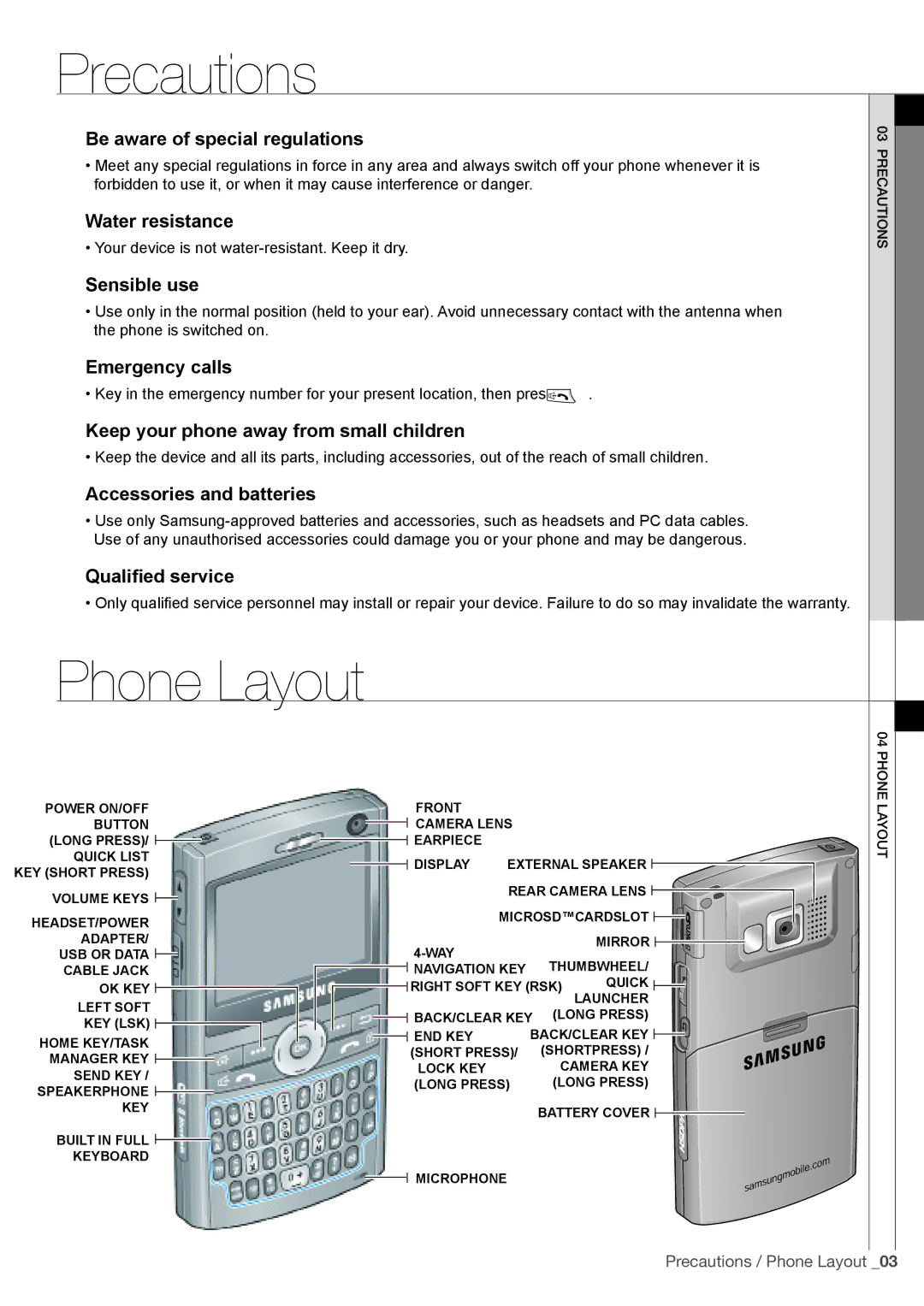 Samsung SGH-I600MAAHUI, SGH-I600LKAITV, SGH-I600LKAGOM, SGH-I600LSAITV, SGH-I600MAAWIN, SGH-I600MAUTIM manual Phone Layout 