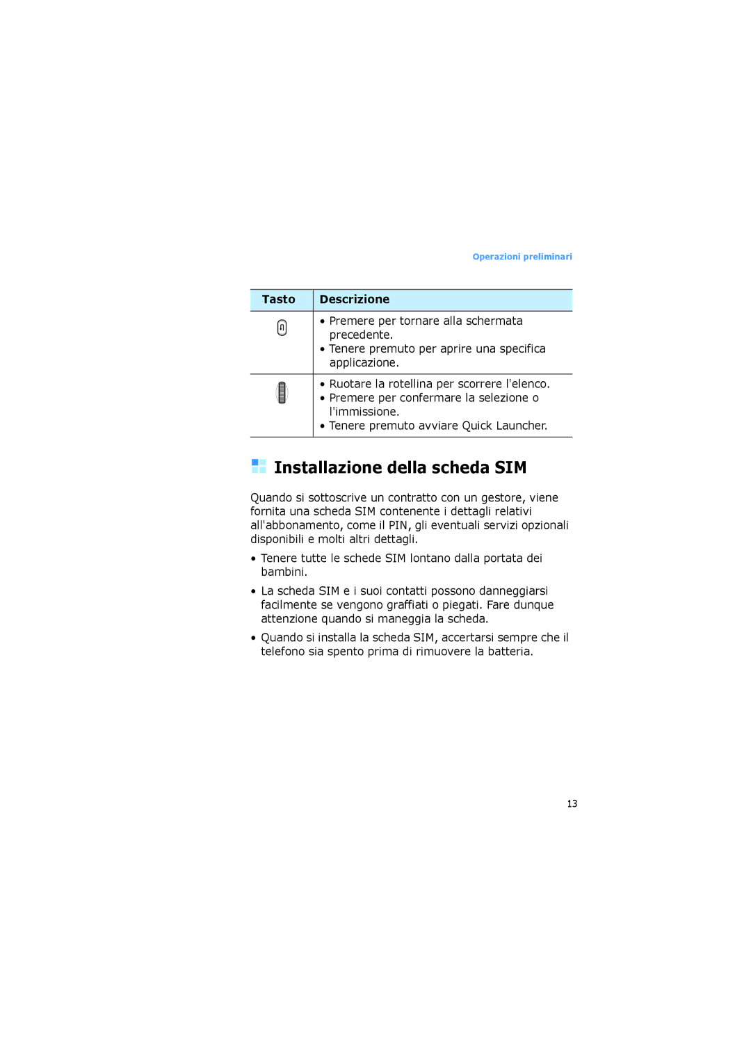 Samsung SGH-I600LSVOMN, SGH-I600LKAITV, SGH-I600LKAGOM, SGH-I600LSAITV, SGH-I600MAAWIN manual Installazione della scheda SIM 