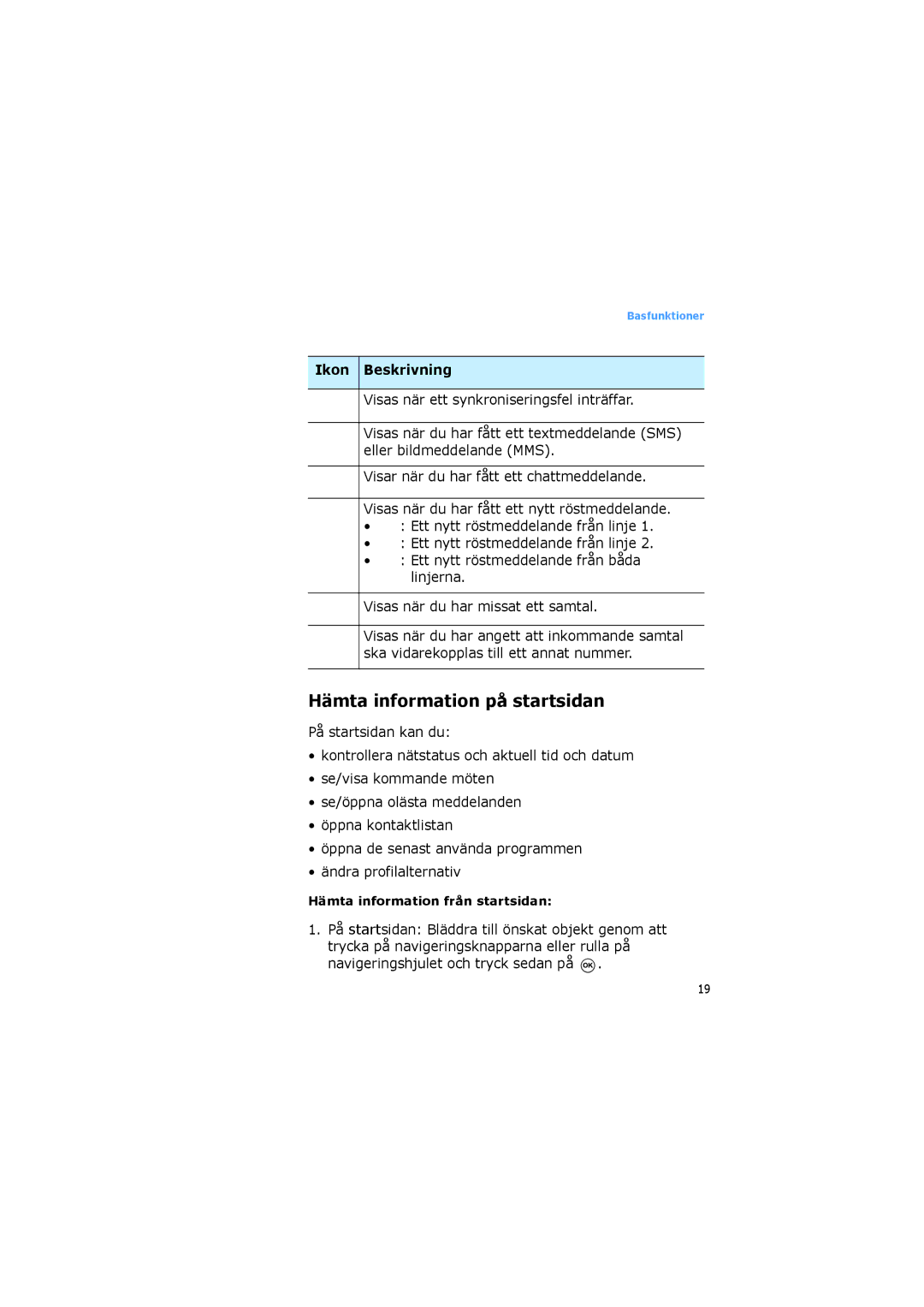 Samsung SGH-I600LKUXEE, SGH-I600LKAXEE manual Hämta information på startsidan, Hämta information från startsidan 