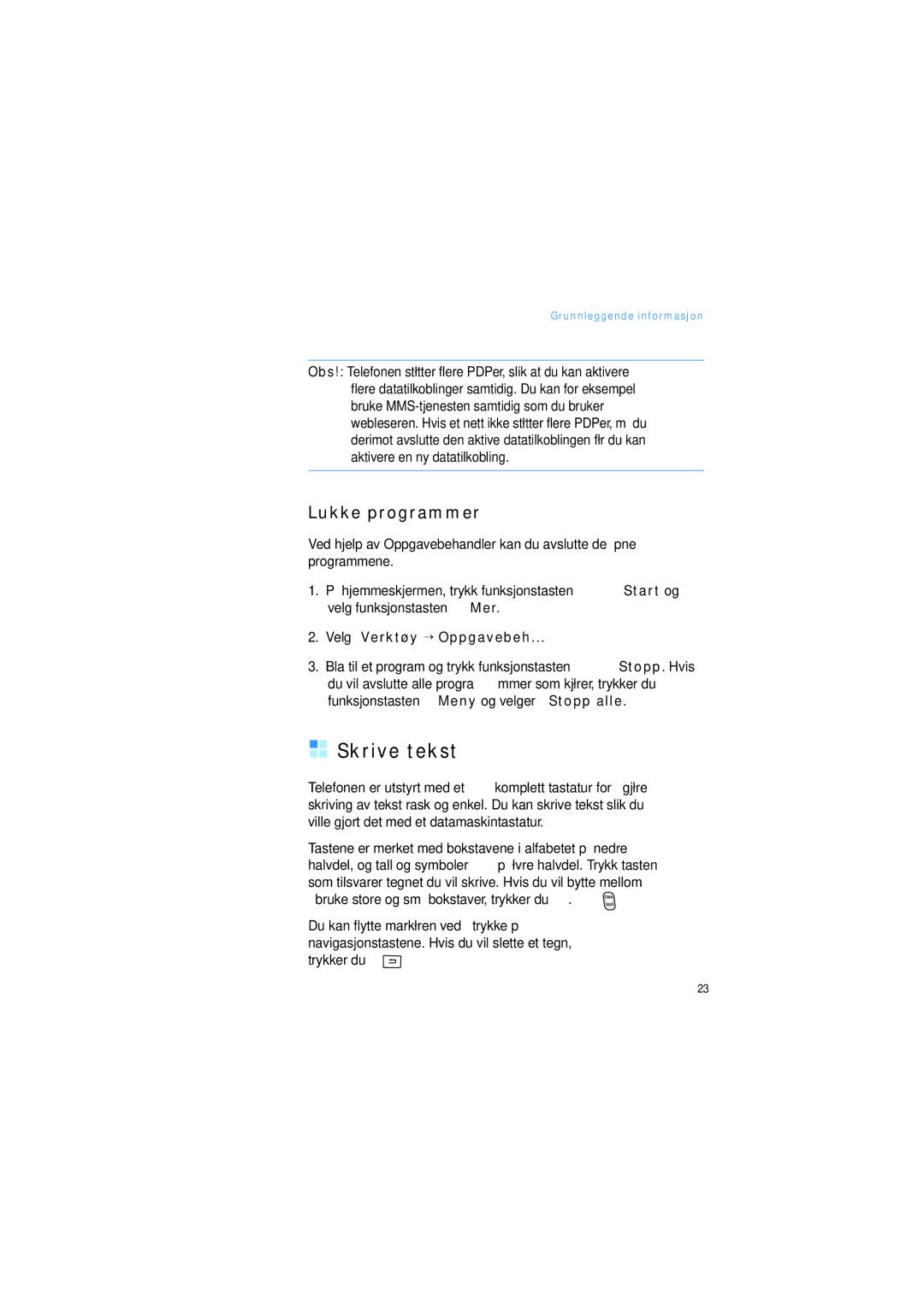 Samsung SGH-I600LKUXEE, SGH-I600LKAXEE manual Skrive tekst, Lukke programmer, Velg Verktøy → Oppgavebeh 