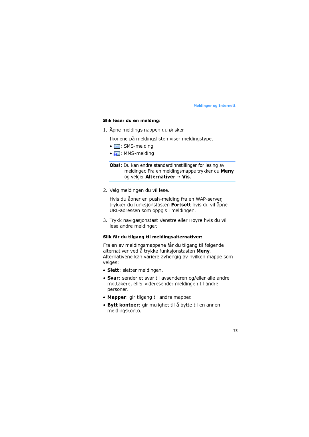 Samsung SGH-I600LKUXEE, SGH-I600LKAXEE manual Slik leser du en melding 