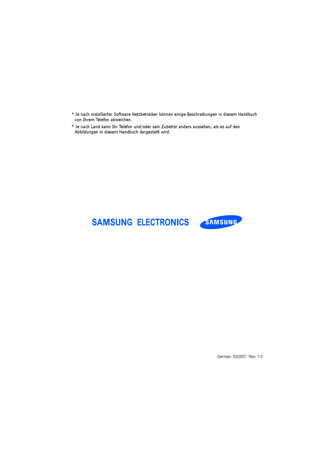 Samsung SGH-I600LKAVIA, SGH-I600LKVVD2, SGH-I600LKUDBT, SGH-I600LKAEPL, SGH-I600LKAXEG, SGH-I600MAADBT manual German /2007. Rev 