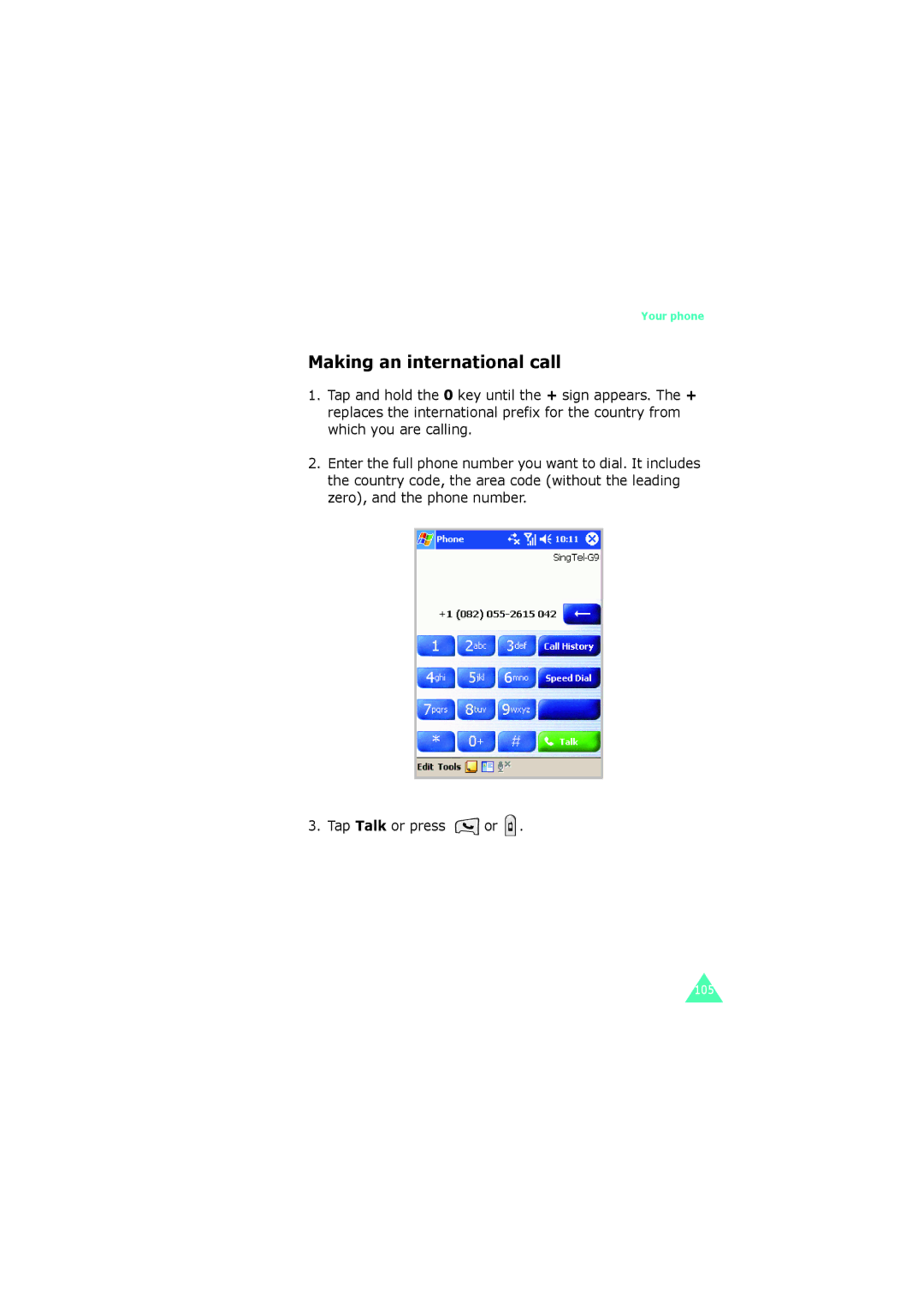 Samsung SGH-I700 manual Making an international call 