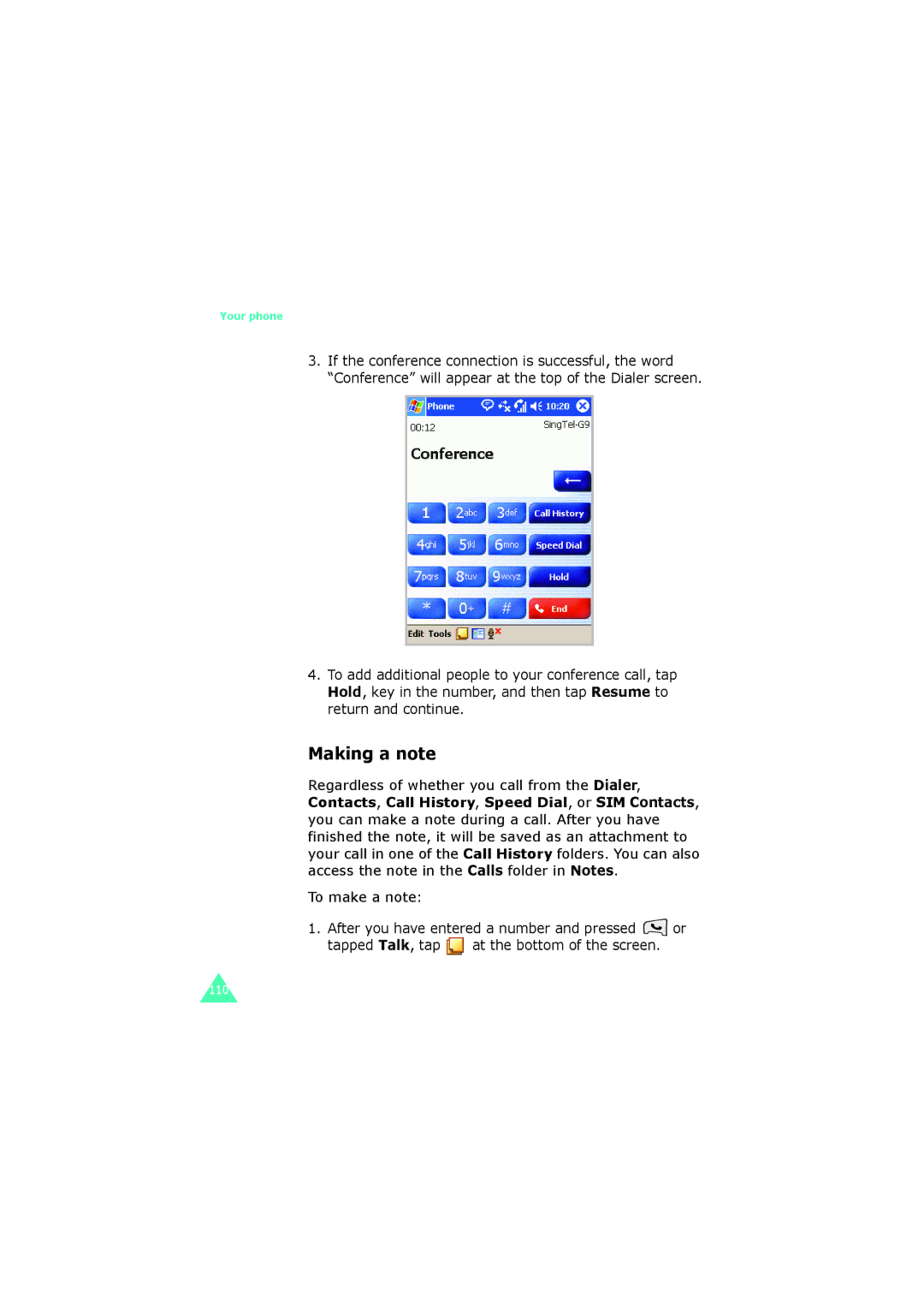 Samsung SGH-I700 manual Making a note 