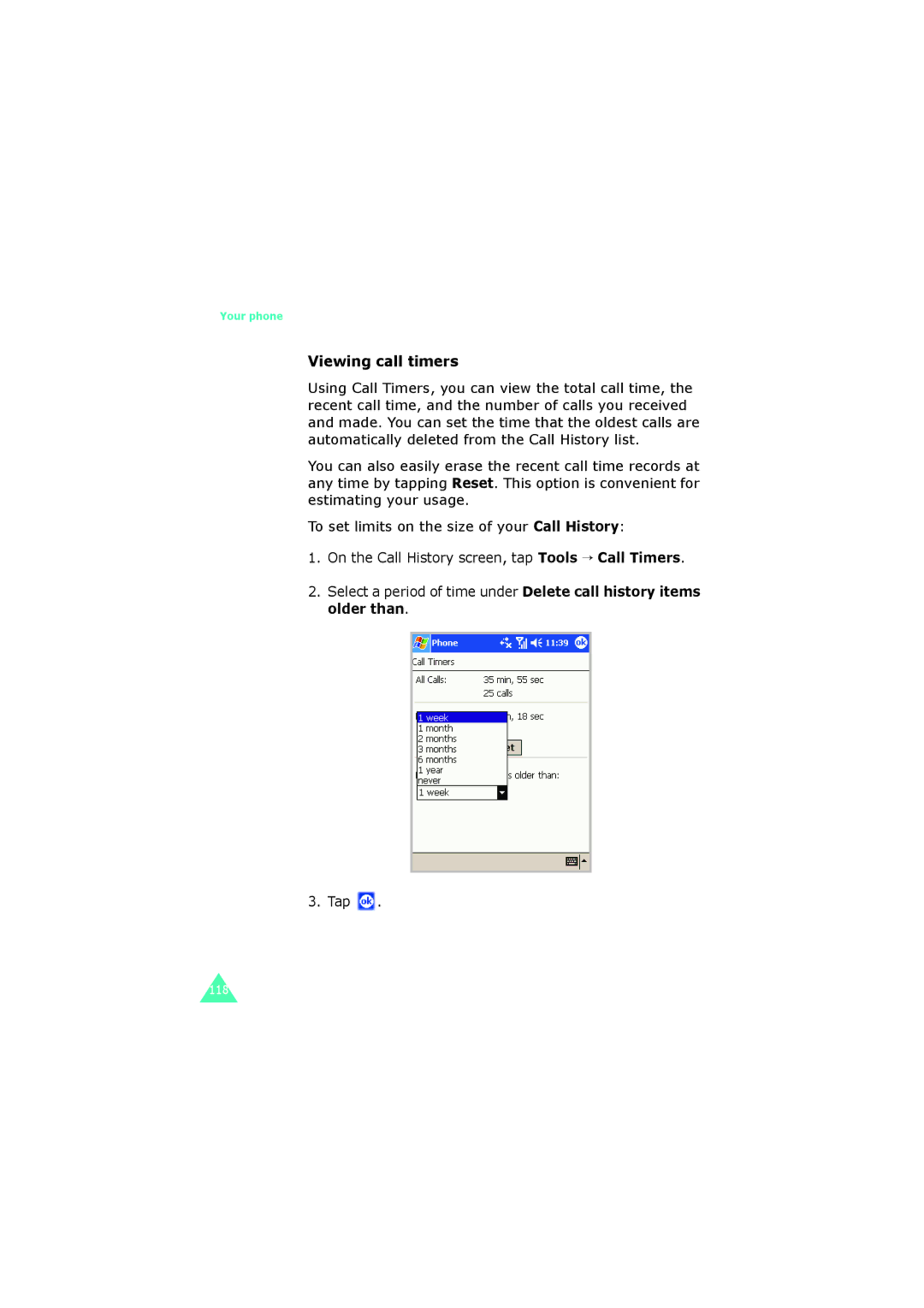 Samsung SGH-I700 manual Viewing call timers 