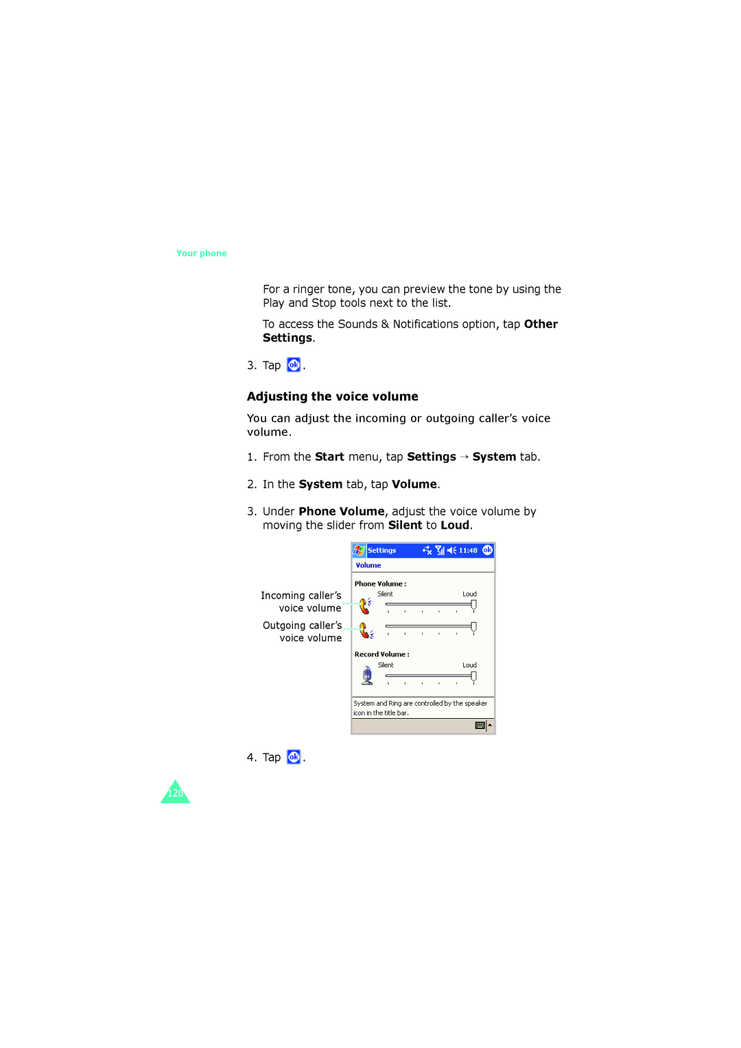 Samsung SGH-I700 manual Adjusting the voice volume 