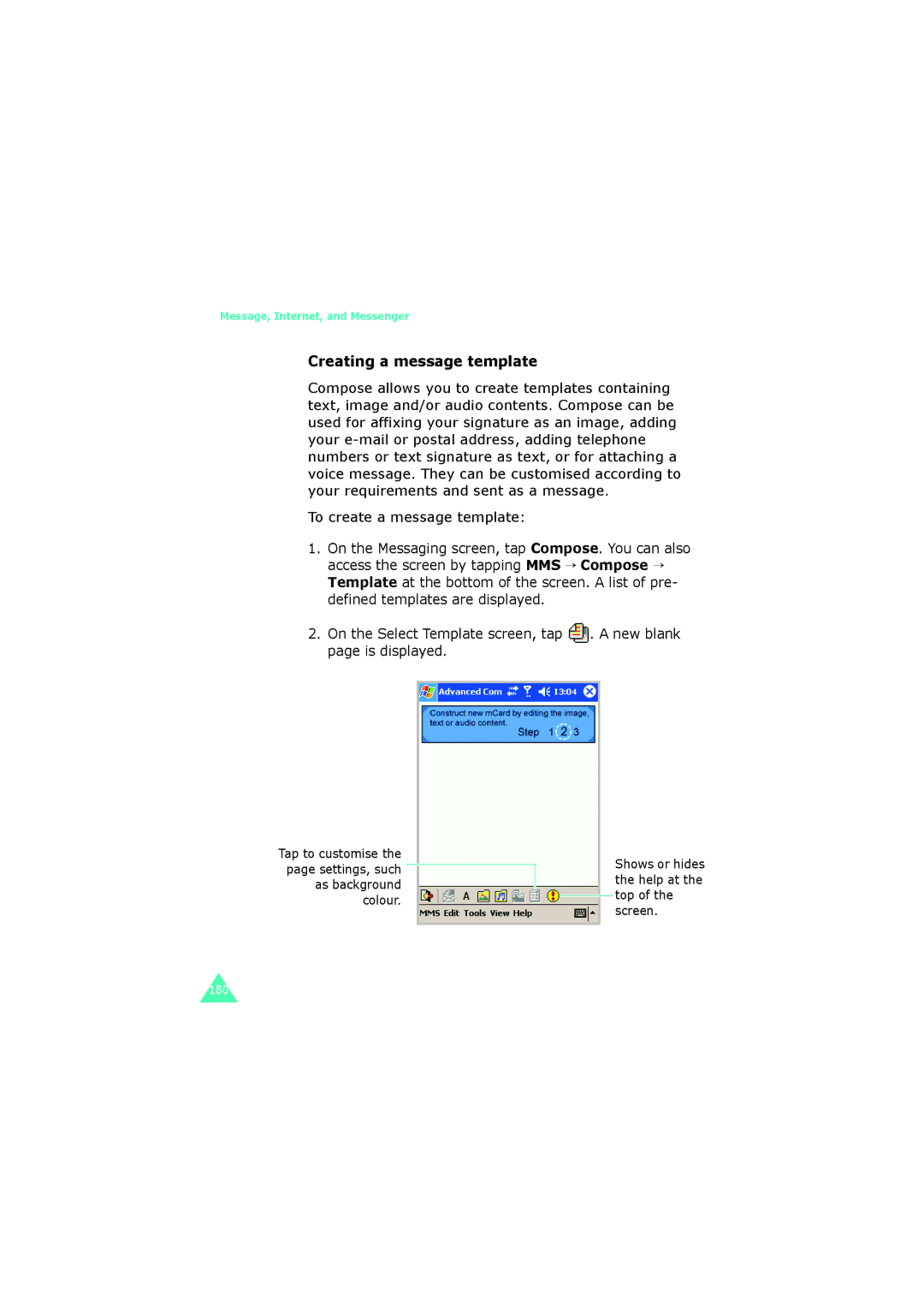 Samsung SGH-I700 manual Creating a message template, To create a message template 