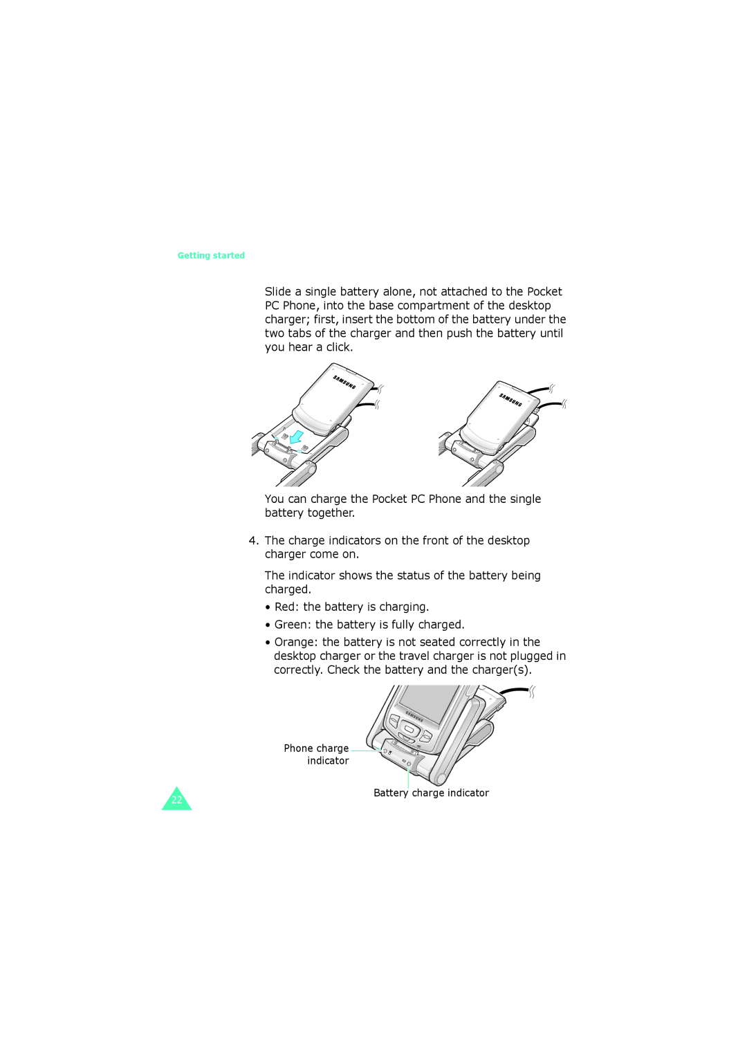 Samsung SGH-I700 manual Battery charge indicator 