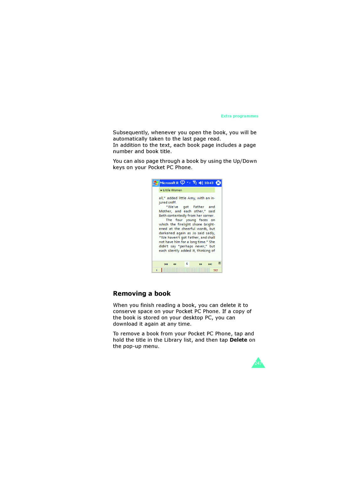 Samsung SGH-I700 manual Removing a book 