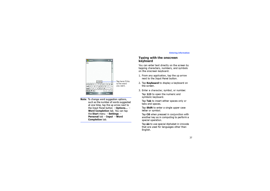 Samsung SGH-I710ZSAITV, SGH-I710ZSABOG, SGH-I710ZSAXEF, SGH-I710ZSATIM manual Typing with the onscreen keyboard 