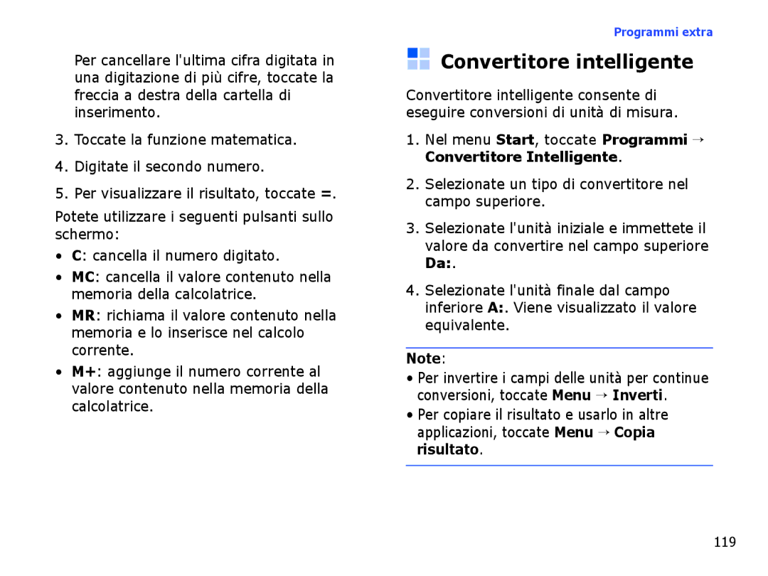 Samsung SGH-I710ZSAITV, SGH-I710ZSATIM manual Convertitore intelligente, 119 