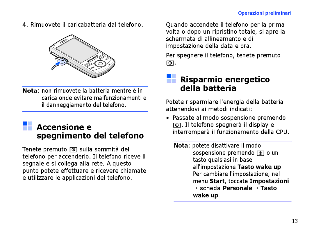 Samsung SGH-I710ZSAITV, SGH-I710ZSATIM manual Risparmio energetico della batteria, Accensione e spegnimento del telefono 