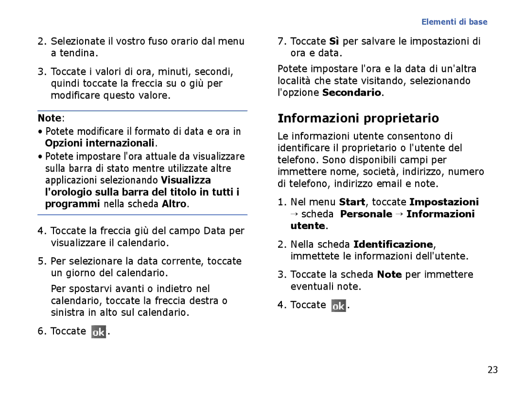 Samsung SGH-I710ZSAITV, SGH-I710ZSATIM Informazioni proprietario, Selezionate il vostro fuso orario dal menu a tendina 