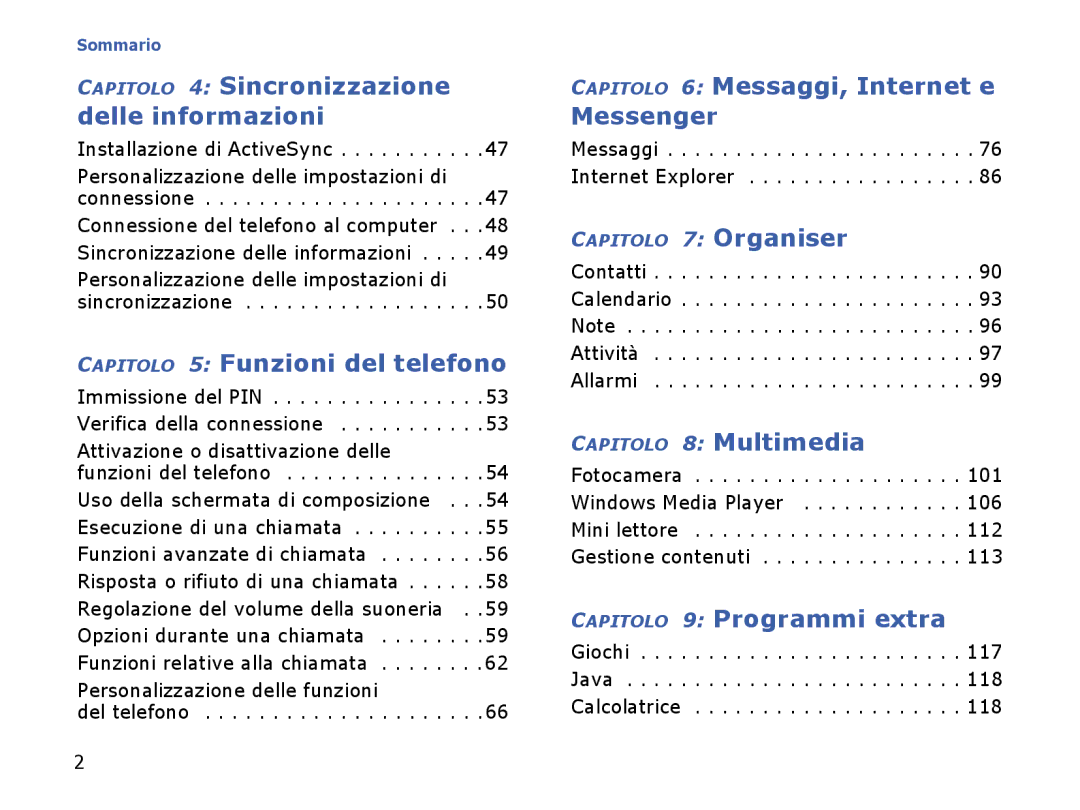 Samsung SGH-I710ZSATIM manual Personalizzazione delle impostazioni di sincronizzazione, Messaggi Internet Explorer 