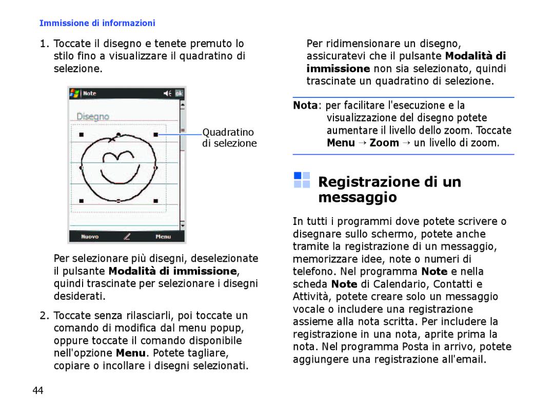 Samsung SGH-I710ZSATIM, SGH-I710ZSAITV manual Registrazione di un messaggio 