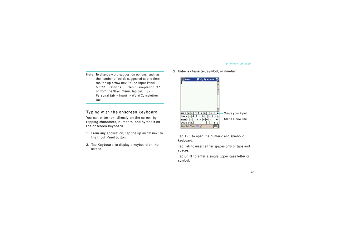 Samsung SGH-I750DAAPAN, SGH-I750DAADBT manual Typing with the onscreen keyboard, Enter a character, symbol, or number 