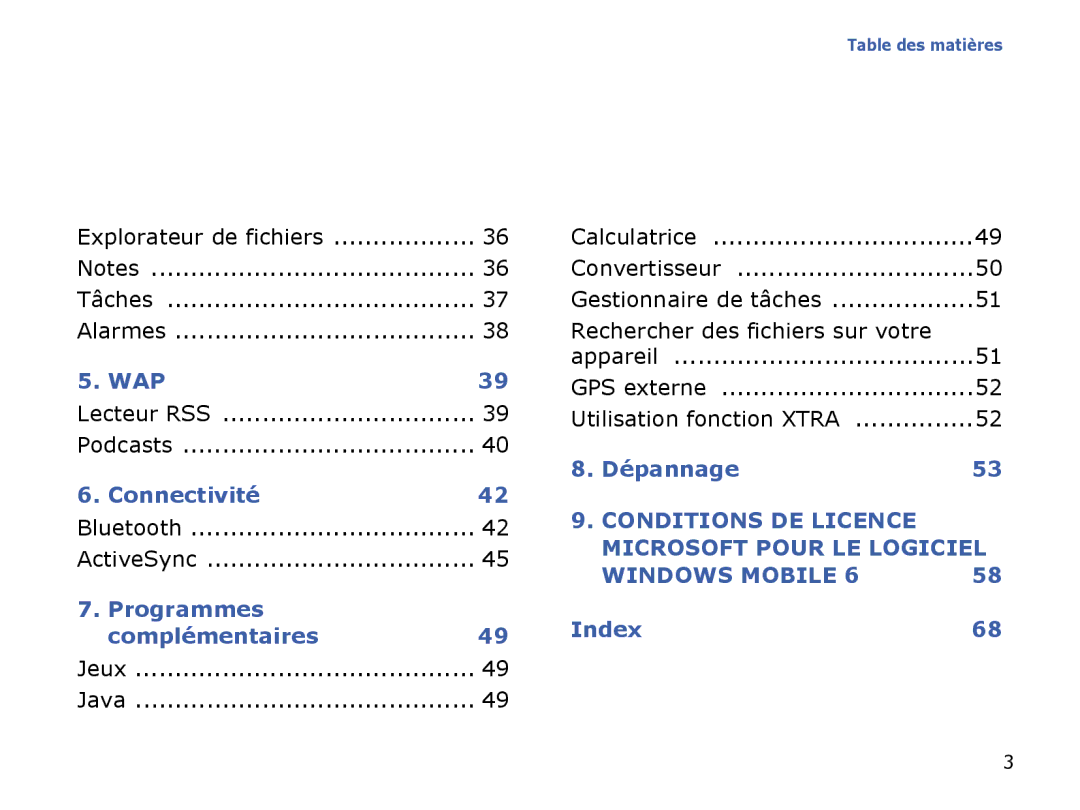 Samsung SGH-I780VRAFTM, SGH-I780VRAXEF, SGH-I780ZKABOG manual Programmes Complémentaires, Rechercher des fichiers sur votre 