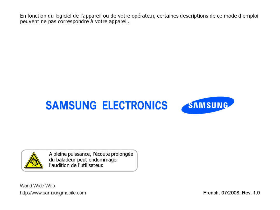 Samsung SGH-I780VRNSFR, SGH-I780VRAXEF, SGH-I780ZKABOG, SGH-I780ZKAFTM, SGH-I780VRASFR, SGH-I780VRAFTM manual World Wide Web 