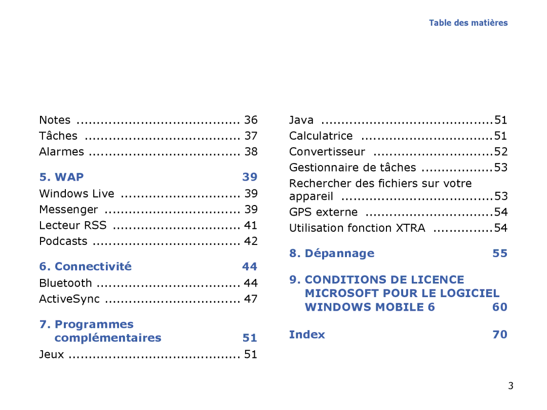 Samsung SGH-I780VRAFTM, SGH-I780VRAXEF, SGH-I780ZKABOG manual Programmes Complémentaires51, Rechercher des fichiers sur votre 