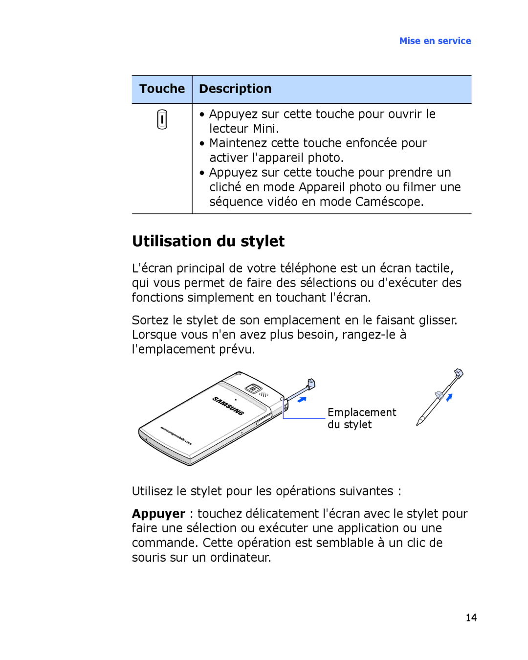 Samsung SGH-I780ZKAFTM, SGH-I780VRAXEF, SGH-I780ZKABOG, SGH-I780VRNSFR, SGH-I780VRASFR, SGH-I780VRAFTM Utilisation du stylet 