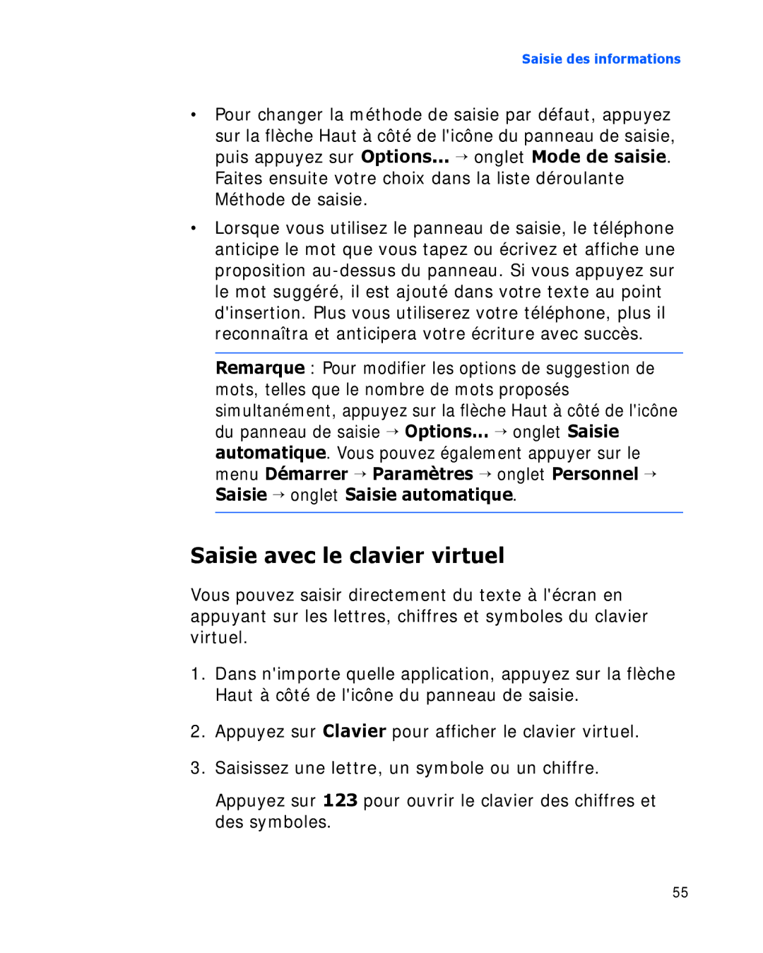 Samsung SGH-I780ZKAXEF, SGH-I780VRAXEF, SGH-I780ZKABOG, SGH-I780VRNSFR, SGH-I780ZKAFTM manual Saisie avec le clavier virtuel 