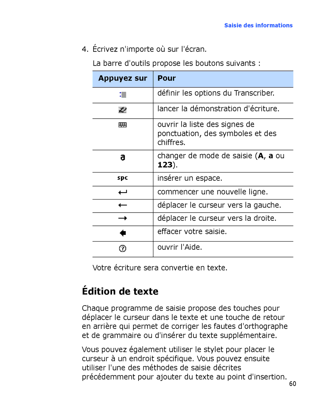 Samsung SGH-I780ZKABOG, SGH-I780VRAXEF, SGH-I780VRNSFR, SGH-I780ZKAFTM, SGH-I780VRASFR Édition de texte, Appuyez sur Pour 