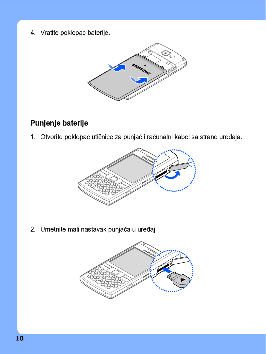 Samsung SGH-I780ZKATRA manual Punjenje baterije 