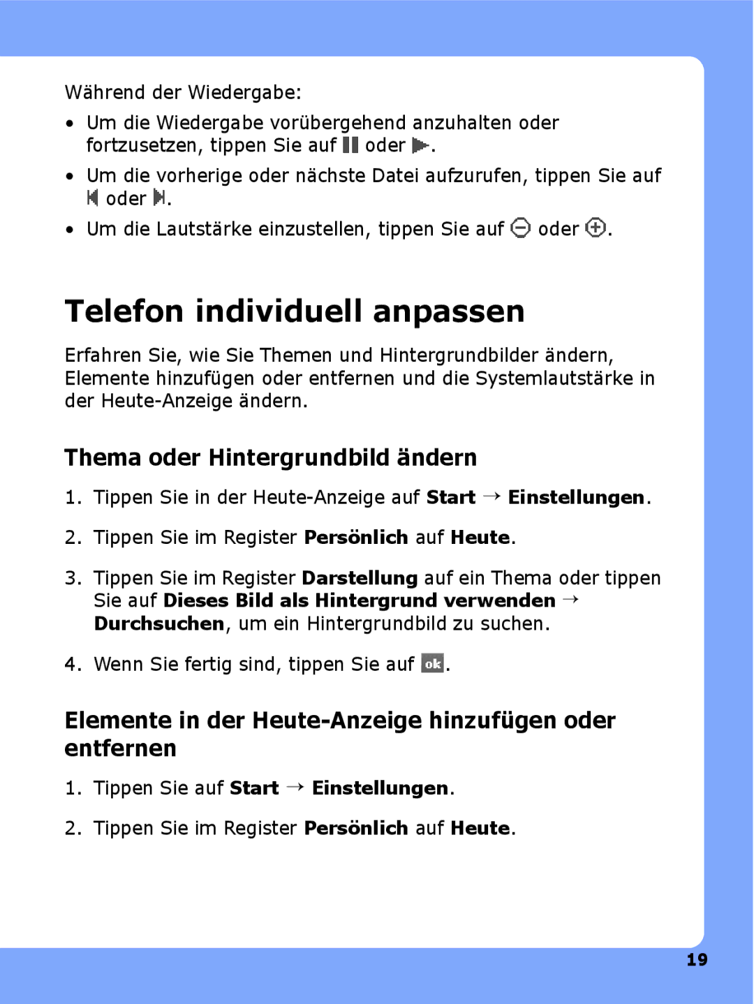 Samsung SGH-I780ZKNVD2, SGH-I780ZKADBT, SGH-I780ZKCDBT manual Telefon individuell anpassen, Thema oder Hintergrundbild ändern 