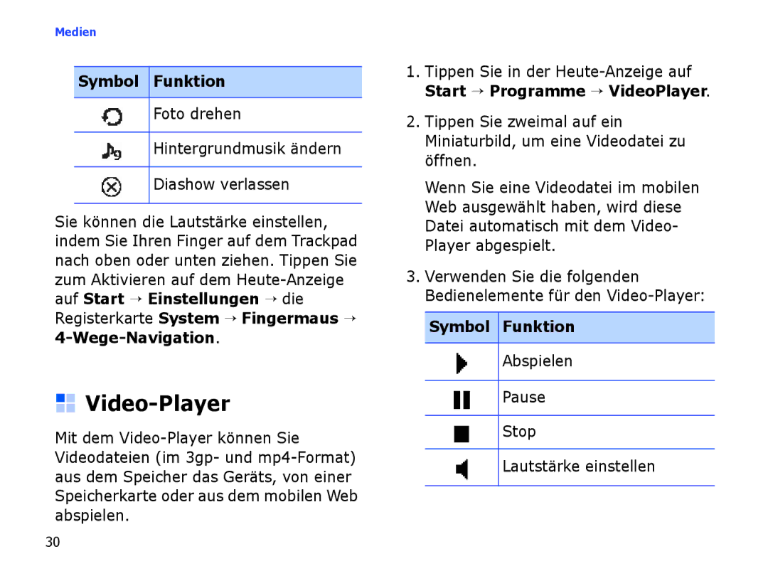 Samsung SGH-I780ZKADTM, SGH-I780ZKNVD2, SGH-I780ZKADBT Video-Player, Foto drehen Hintergrundmusik ändern Diashow verlassen 