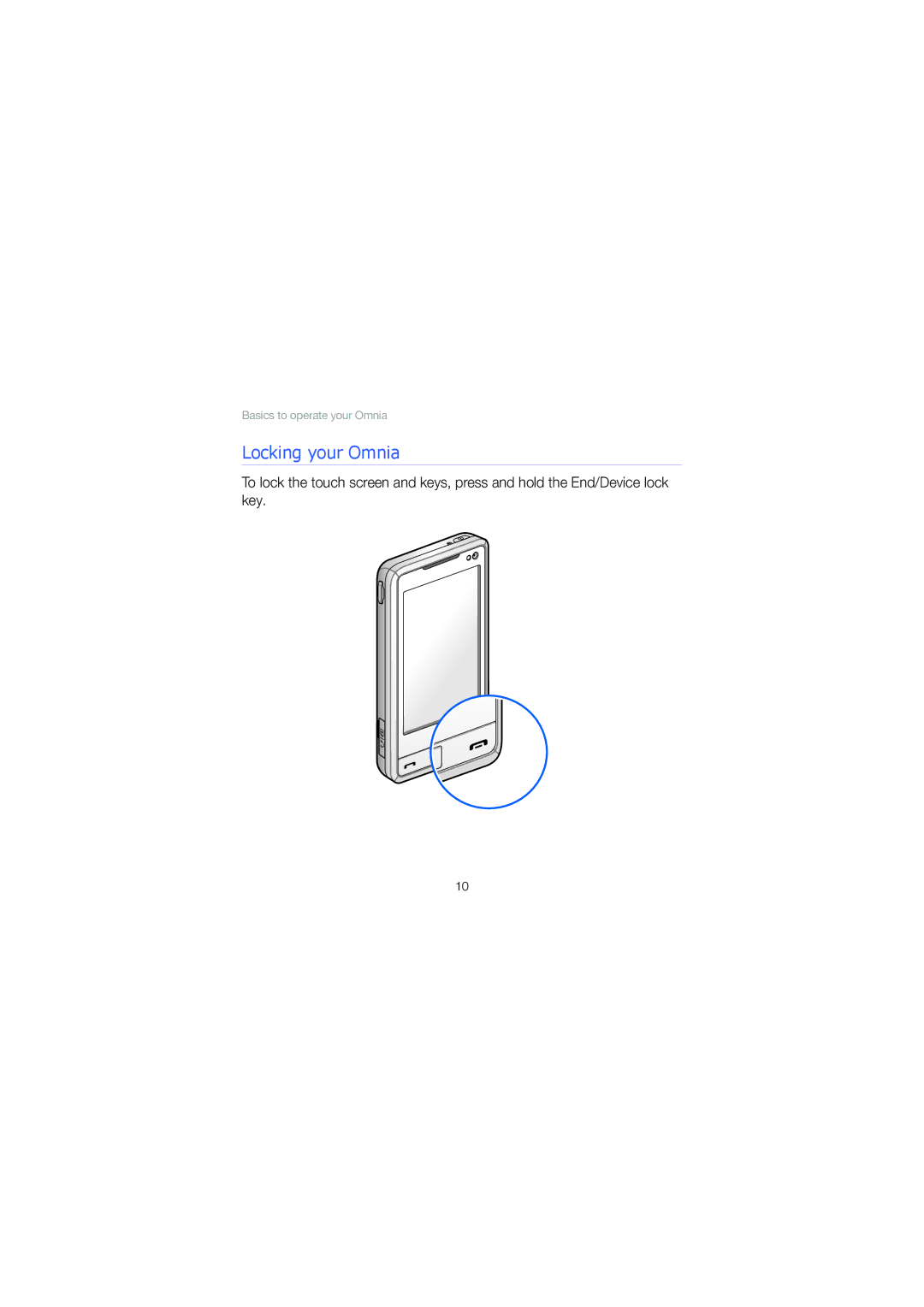 Samsung SGH-I900XKBECT, SGH-I900XKATUR, SGH-I900XKAMMC, SGH-I900XKAXFA, SGH-I900XKMXSG, SGH-I900XKAJED manual Locking your Omnia 