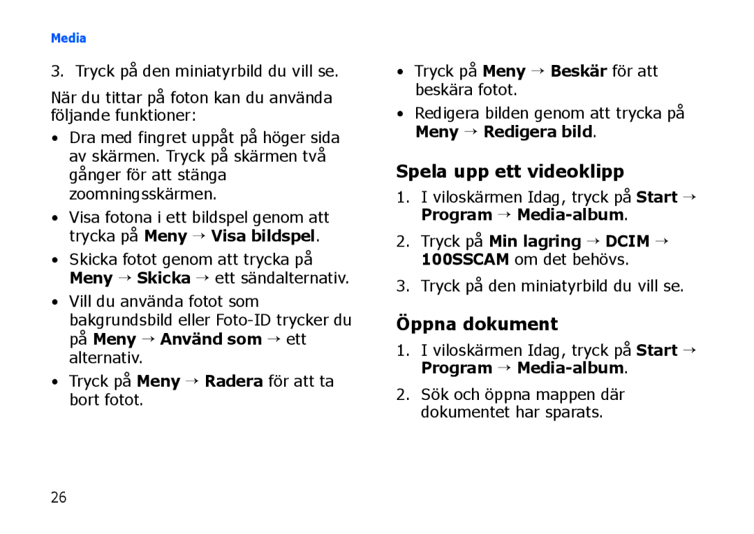 Samsung SGH-I900XKMXEE, SGH-I900XKAXEE manual Öppna dokument, Tryck på den miniatyrbild du vill se 