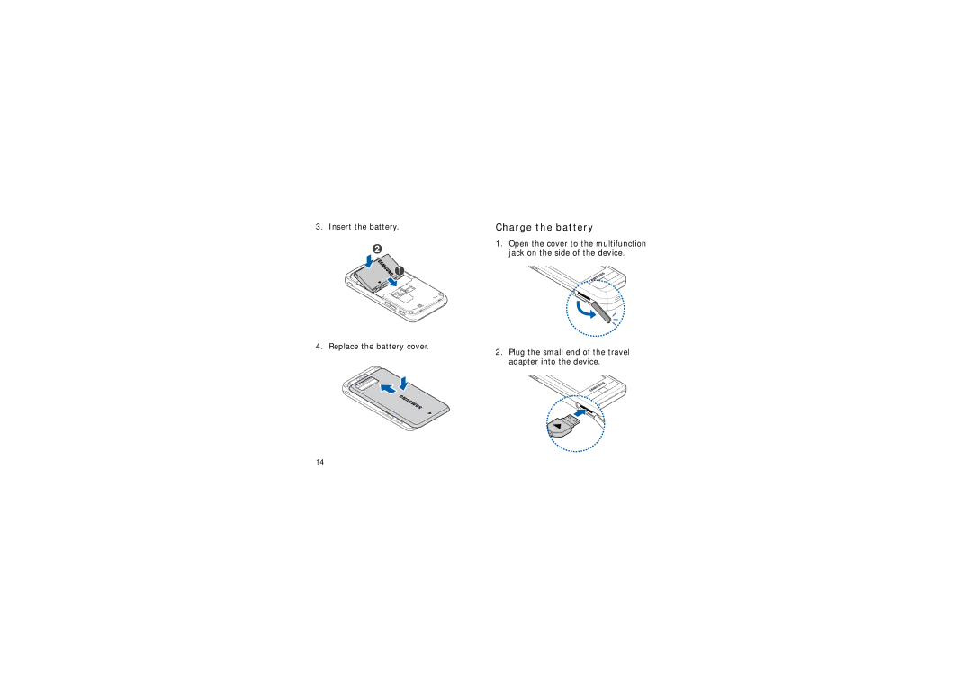 Samsung SGH-I900ZWBDTM, SGH-I900ZKAXEG, SGH-I900XKBDTM, SGH-I900XKATUR, SGH-I900HAADBT, SGH-I900XKNEPL manual Charge the battery 