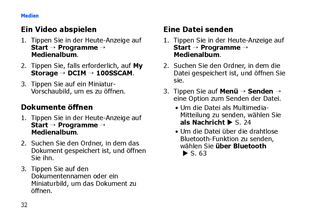 Samsung SGH-I900XKADBT, SGH-I900ZKAXEG, SGH-I900XKBDTM, SGH-I900XKATUR, SGH-I900HAADBT Dokumente öffnen, Eine Datei senden 