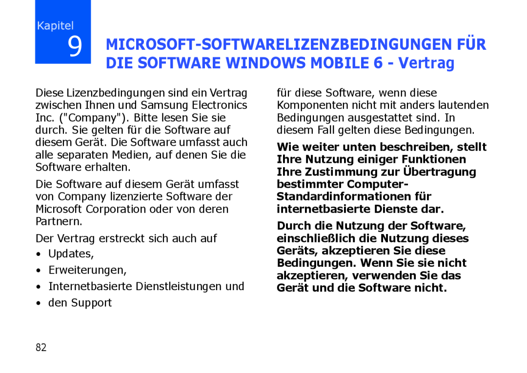 Samsung SGH-I900ZKBDTM, SGH-I900ZKAXEG DIE SOFTWARE WINDOWS MOBILE 6 - Vertrag, Microsoft-Softwarelizenzbedingungen Für 