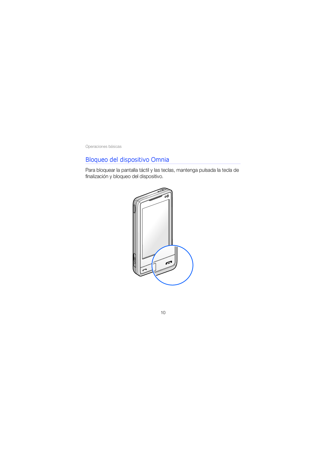 Samsung SGH-I900XKBXEC, SGH-I900ZKVATL, SGH-I900XKAAMN, SGH-I900XKAXEC, SGH-I900XKBAMN manual Bloqueo del dispositivo Omnia 