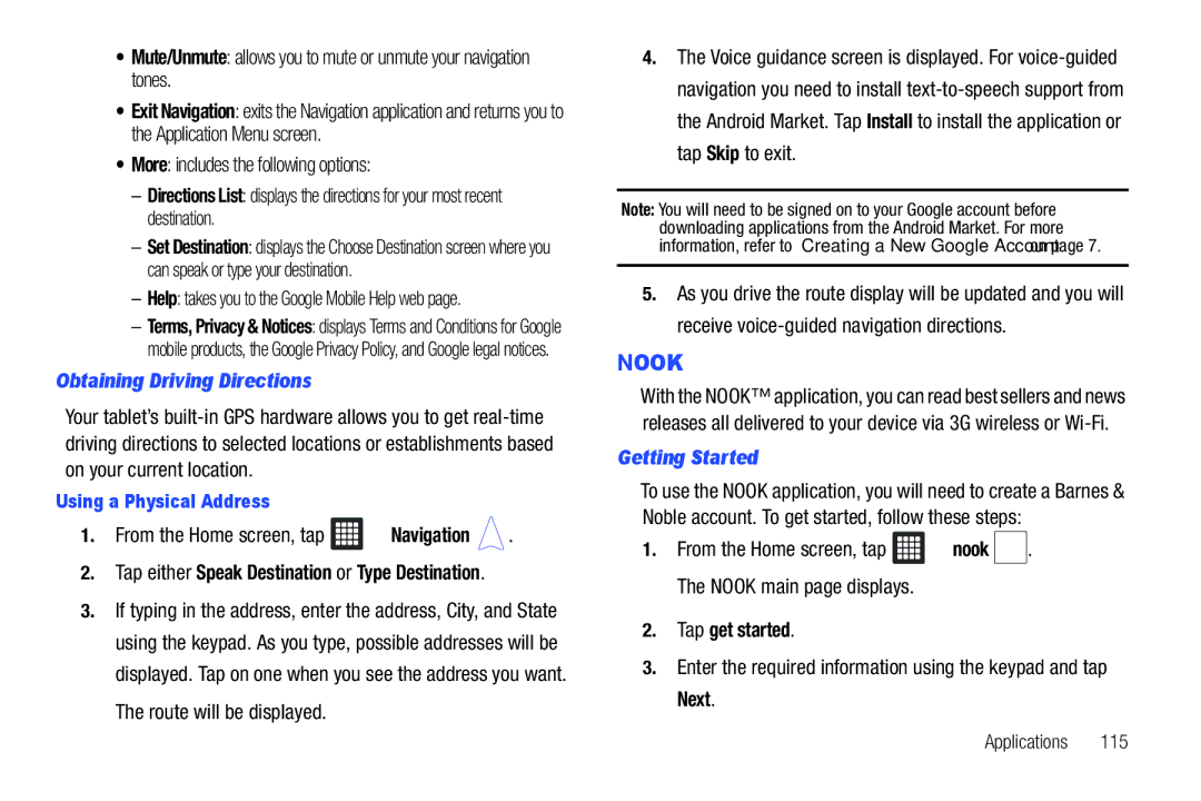 Samsung SGH-I987 user manual More includes the following options, Obtaining Driving Directions, Getting Started 