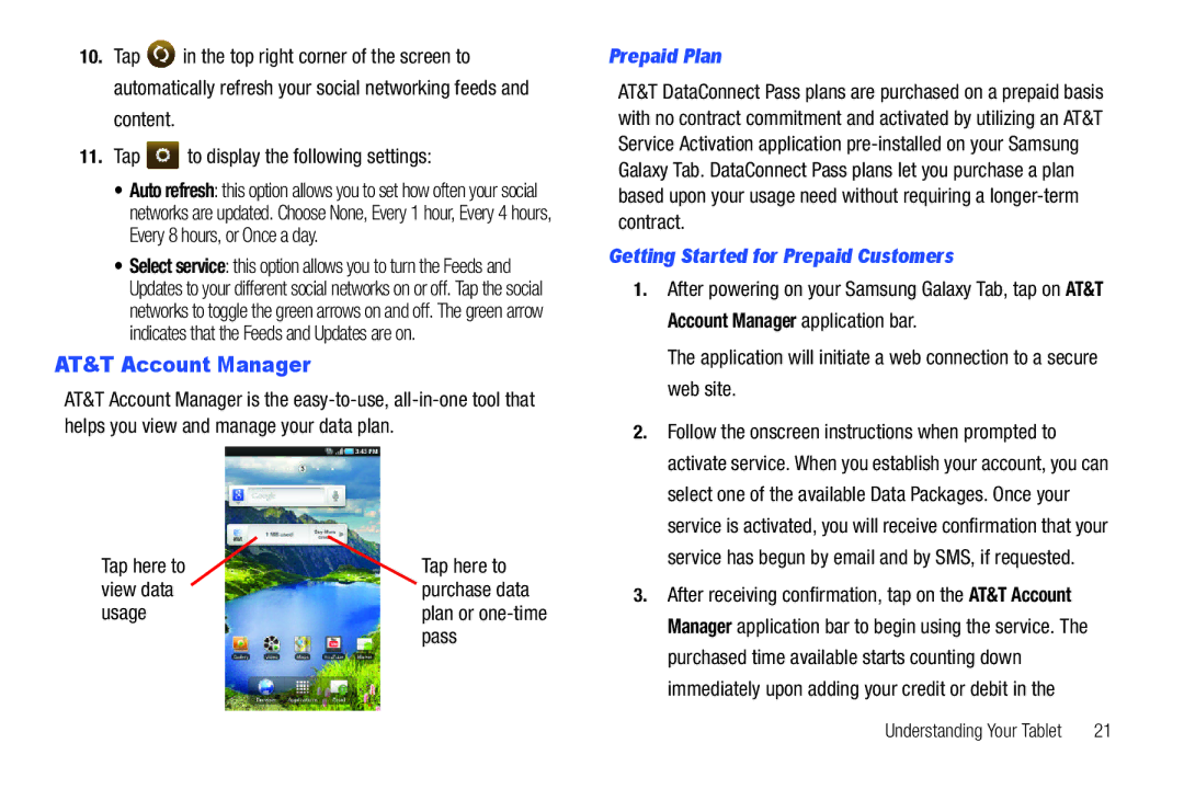 Samsung SGH-I987 user manual AT&T Account Manager, Prepaid Plan, Getting Started for Prepaid Customers 