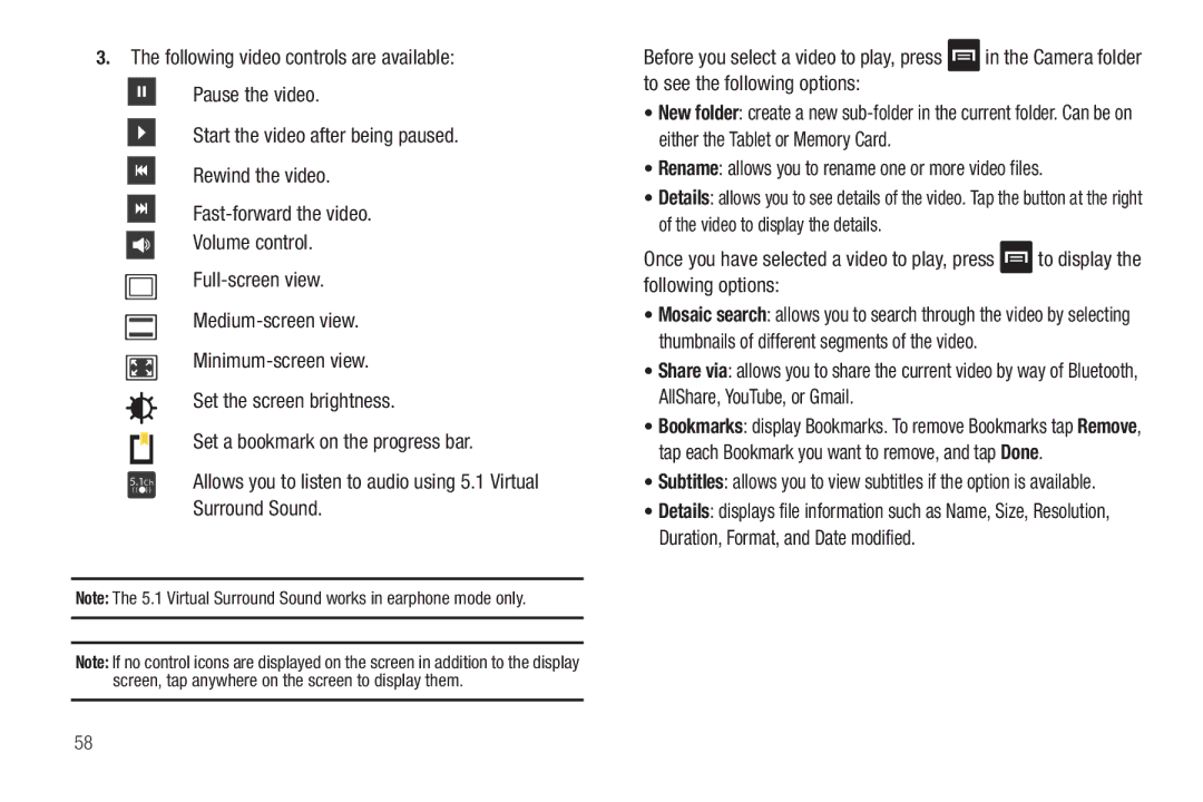 Samsung SGH-I987 user manual Rename allows you to rename one or more video files 