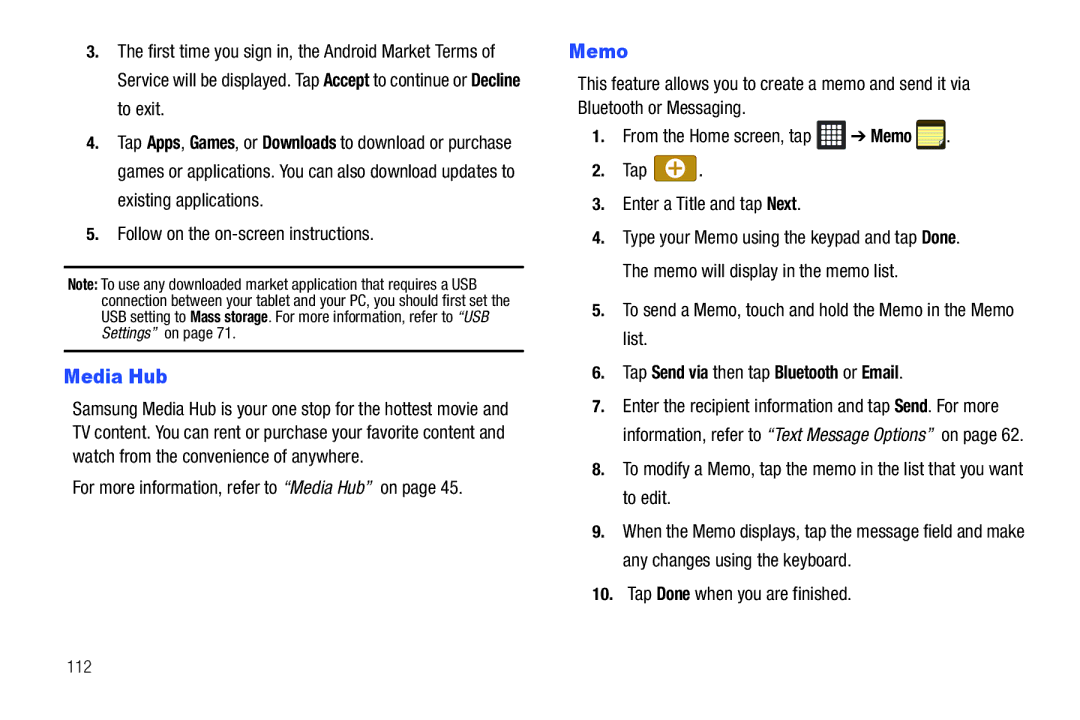 Samsung SGH-I987ZKAATT, i987 user manual Memo, Tap Send via then tap Bluetooth or Email 