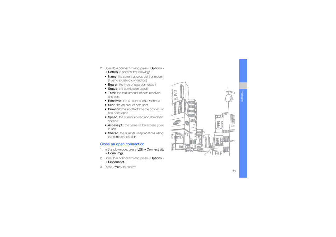 Samsung SGH-L870TSAABS, SGH-L870TSAARB, SGH-L870TSAMRT, SGH-L870TSAXSG, SGH-L870TSAMED manual Close an open connection 