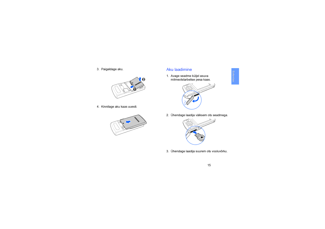 Samsung SGH-L870TSASEB manual Aku laadimine 