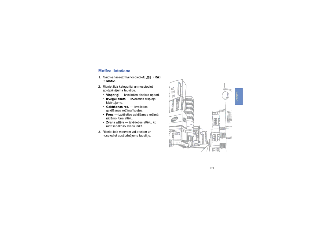 Samsung SGH-L870TSASEB manual Motīva lietošana, → Motīvi 