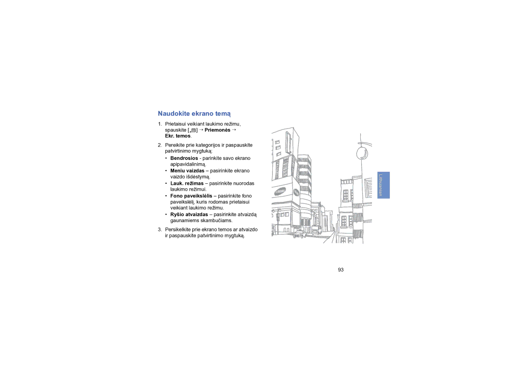 Samsung SGH-L870TSASEB manual Naudokite ekrano temą 