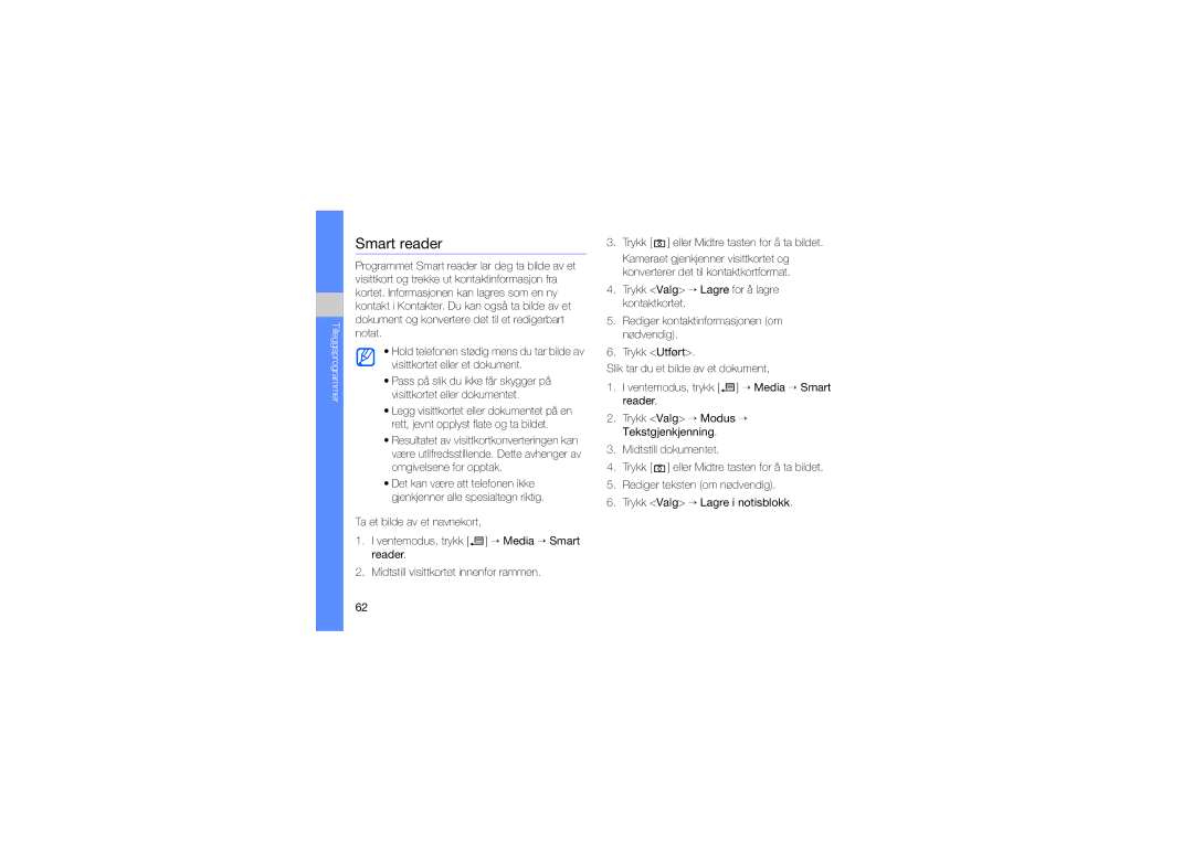 Samsung SGH-L870TSAXEE manual Smart reader 